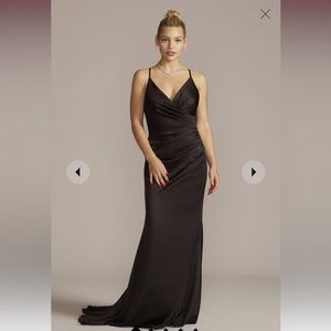 Satin spaghetti strap mermaid bridesmaid dress